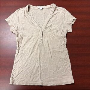 James Perse Light Beige Women's Blouse Shirt Top Size 0 Light V Neck